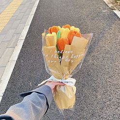 Orange DIY Tulip Bouquet Display Decoration Knitting Starter Kit, Flower Bouquet Set for Beginners, Handmade Gift for Teacher Girlfriend, Orange, 38x5cm