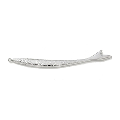 Color de Acero Inoxidable 304 de acero inoxidable colgantes grandes, encantos de pescado, color acero inoxidable, 66.5x7.5x2.5 mm, agujero: 1.5 mm