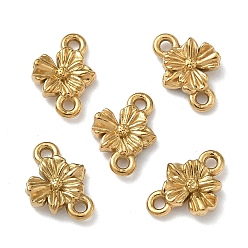 Настоящее золото 18K 304 ссылки нержавеющей стали, подвески в форме цветка, ионное покрытие (ip), реальный 18 k позолоченный, 10x7x2.5 мм, отверстие : 1 мм