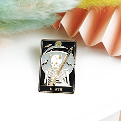 Skull Подвески из эмали и сплава, талисманы карт таро, золотые, череп, 28x19 мм