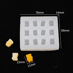 Bear DIY Silicone Molds, Resin Casting Molds, For UV Resin, Epoxy Resin Jewelry Making, White, Bear, 69x76x14mm