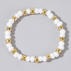 Белый Стеклянные бусины кольца для женщин, белые