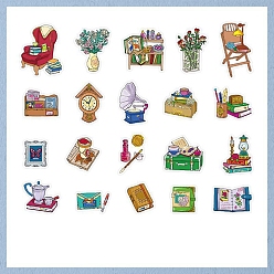Разноцветный 40 шт. 20 стили бумажных наклеек, для скрапбукинга, детские поделки художественных промыслов, жизнь домашний пейзаж тема, красочный, 20~55x10~45x0.2 мм
