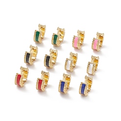 Gemischte Farbe Creolen mit Emaille, langlebig überzogen, goldener messingschmuck für damen, Cadmiumfrei und Nickel frei und Bleifrei, Gemischte Farbe, 10x11.5x5 mm, Stift: 0.8 mm