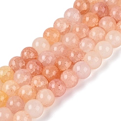 Персиковый Слойка Нити из окрашенных стеклянных бусин с эффектом омбре и эффектом кракелюра, имитация драгоценных камней, круглые, розовые, 6~6.5 мм, отверстие : 0.8~1 мм, около 138~146 шт / нитка, 29.92~31.89 дюйм (76~81 см)