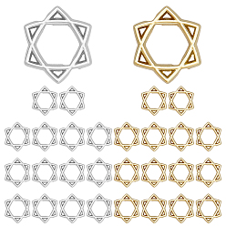 Mixed Color 30Pcs Long-Lasting Plated Alloy Bead Frame, for Jewish, Star of David, Mixed Color, 11x11x2.5mm, Hole: 1mm, 30pcs/set