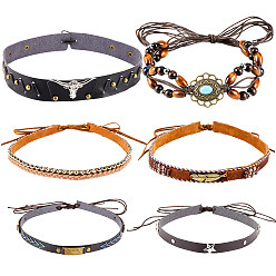 (52) Непрозрачная лаванда 6шт 6 стили искусственная кожа юго-западный ковбойская шляпа ремень, накладная тесьма для шляпных аксессуаров, разноцветные, 762~1380 мм, 1 шт / стиль