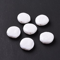 Белый Непрозрачные акриловые бусины, плоско-круглые, белые, 14.5x14x5.5 мм, отверстие : 1.8 мм, 670 шт / 500 г