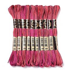 FireBrick 10 Skeins 6-Ply Polyester Embroidery Floss, Cross Stitch Threads, Segment Dyed, FireBrick, 0.5mm, about 8.75 Yards(8m)/skein