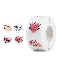Разноцветный 500шт рулон наклеек, Спасибо, самоклеящиеся бумажные наклейки, для партии, декоративные подарки, красочный, 25x0.1 мм