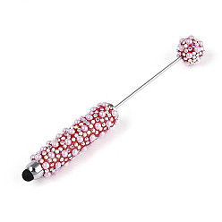(123L) Белый крем непрозрачный блеск Стилус для сенсорного экрана с имитацией жемчуга и полимерной глиной, инкрустированный стразами, железная ручка из бисера, для индивидуальной ручки с ювелирными бусинами, огнеупорный кирпич, 140~142x16~18 мм