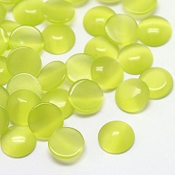 Зелено-Желтый Кабошоны кошачьего глаза, полукруглый, зеленый желтый, 12x3 мм