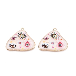 Разноцветный Печатные эмали подвески сплава, треугольник, сглаз и каплевидные амулеты, стойки покрытие, без кадмия и без свинца и без никеля, золотые, красочный, 33.5x39x2.5~3 мм, отверстие : 2 мм