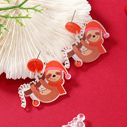 Нержавеющая Сталь Цвет Рождественские акриловые серьги-гвоздики, 304 штифт из нержавеющей стали, цвет нержавеющей стали