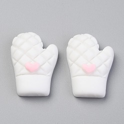 White Resin Cabochons, DIY Accessories, for Resin Jewelry Making, Gloves, White, 25x17.5x7.5mm, 100pcs/bag