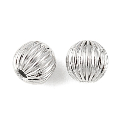 Plaqué Platine Véritable Perles d'espacement en laiton shegrace, sans cadmium et sans nickel et sans plomb, ronde, ondulé, Platine plaqué, 6mm, Trou: 1.6mm