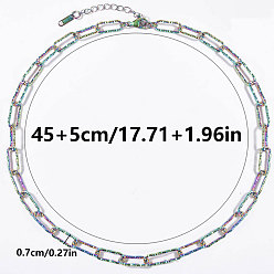 Многоцветный 304 Цепочки-скрепки из нержавеющей стали с текстурированной поверхностью для женщин, многоцветные, 17.72 дюйм (45 см)