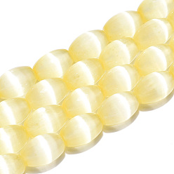 Шампанско-Желтый Нити бусин из окрашенного натурального селенита, рис, шампанское желтый, 12x8 мм, отверстие : 0.7 мм, около 32 шт / нитка, 15.39'' (39.1 см)