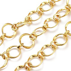 Golden Alloy Twisted Oval & Octagon Link Chains, Long-Lasting Plated, Unwelded, Cadmium Free & Lead Free, with Spool, Twist Ring, Golden, Ring: 20.5x19x2.5mm, Hexagon: 10x10x2mm, about 32.8 Feet(10m)/roll
