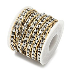 Золотой & Цвет Нержавеющей Стали 304 двухцветные цепи из нержавеющей стали, несварные, с катушкой, ионное покрытие (ip), золотые и нержавеющая сталь цвет, 9x6x2 мм