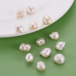 Seashell Color Natural Keshi Pearl Beads, Cultured Freshwater Pearl, No Hole/Undrilled, Nuggets, Seashell Color, 11~17x10~12x6~10mm