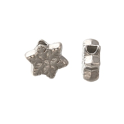 Нержавеющая Сталь Цвет 304 из нержавеющей стали бусы, снежинка, цвет нержавеющей стали, 7x3 мм, отверстие : 1.8 мм