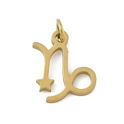 Козерог 316 l хирургические подвески из нержавеющей стали, чары созвездий, с целью перехода в кольце, золотые, Козерог, 12.5x11x1.5 мм, отверстие : 2.5 мм