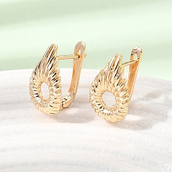 Real 18K Gold Plated Brass Hoop Earrings for Women, Teardrop, Real 18K Gold Plated, 17x10.5x13mm
