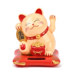 Персиковый Слойка Фигурки манэки-нэко из АБС-пластика, работающие на солнечной энергии, украшение рабочего стола для дома, автомобиля, офиса, розовые, 65x70x76 мм