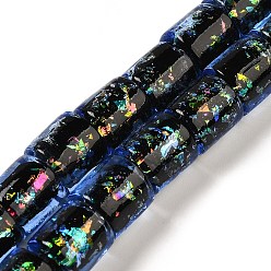 Королевский синий Нити стеклянных бусин из дихроичной фольги ручной работы, баррель, королевский синий, 9x9 мм, отверстие : 2 мм, около 35 шт / нитка, 12.80'' (32.5 см)