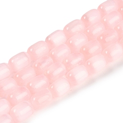 Розовый Нити из натурального селенита, окрашенные, барабан, туманная роза, 12x8 мм, отверстие : 1.2 мм, около 32 шт / нитка, 15.43'' (39.2 см)