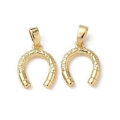 Настоящее золото 18K Латунные подвески, подковы прелести, реальный 18 k позолоченный, 14.5x12x2 мм, отверстие : 3x5.5 мм