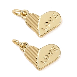 Сердце Латунь прелести, стойки покрытие, долговечный, без кадмия и без свинца, реальный 18 k позолоченный, с целью перехода в кольце, сердце, 11x7.5x1.5 мм, отверстие : 2 мм