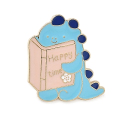 Темно-Голубой Эмалевые значки с изображением динозавра, булавки для лацканов из сплава для одежды рюкзака, глубокое синее небо, 29.5x27 мм