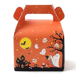 Ghost Коробки для кексов из бумаги на Хэллоуин, переносные подарочные коробки, для свадебных конфет, прямоугольные, призрак, складка: 8.5x11.5x15 см, развернуть: 42.5x22.5x0.03 см