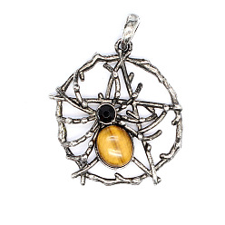 Тигровый глаз Природных тигровый глаз подвески, паук, 37x43 мм