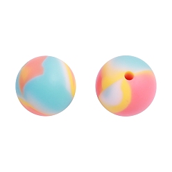 Светло-Голубой Круглые бусины из пищевого силикона, изготовление ожерелий diy, Небесно-голубой, 15 мм