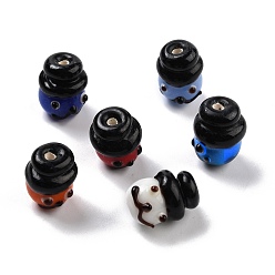 Mixed Color Handmade Lampwork Beads, for Chistmas, Snowman Head, Mixed Color, 15~17x11.5~13mm, Hole: 2mm