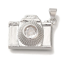 Платина Стойка металлическая латунная микропрофилированная кубическая циркония подвески, без кадмия и без свинца, долговечный, камера, платина, 15.5x22x8 мм, отверстие : 5x3.5 мм