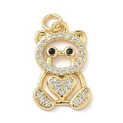 Прозрачный Латунные микро проложить кубического циркония подвески, медведь, с целью перехода в кольце, без свинца и без кадмия, долговечный, реальный 18 k позолоченный, стойки покрытие, прозрачные, 18.5x12x2.5 мм, отверстие : 2.4 мм