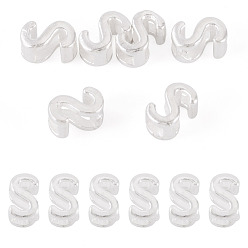Letter S 6шт. 925 полые бусины с инициалами из стерлингового серебра, серебряные, Письмо с, 5.5~6x3.5~4x3 мм, отверстие : 3.5~4x1.3~1.7 мм