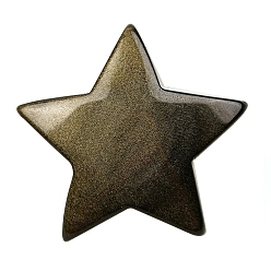 Звезда Фигурки из натурального золотистого обсидиана, для домашнего украшения рабочего стола, звезда, 50 мм