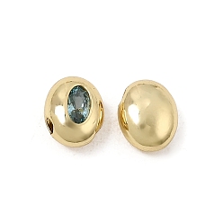 Olivgrün Messing pflastern Zirkonia Perlen, ellipsenförmige, Gestell, langlebig überzogen, Bleifrei und cadmium frei, echt 18 k vergoldet, olivgrün, 8x6.5x4.5 mm, Bohrung: 1.2 mm