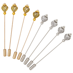 Plata Antigua & Oro Antiguo 8 piezas 2 colores corazón broches de latón y aleación, con las tuercas de plástico del oído, plata antigua y oro antiguo, 71 mm, 4 piezas / color