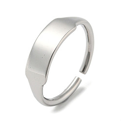 Stainless Steel Color Non-Tarnish 304 Stainless Steel Blank Rectangle Open Cuff Rings for Women, Stainless Steel Color, US Size 6 3/4(17.1mm)