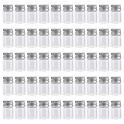 Прозрачный 50 стеклянные бутылки, контейнеры для шариков, Тюбики для хранения бусин с завинчивающейся крышкой и алюминиевой крышкой с серебристым покрытием., колонка, прозрачные, 2.2x3.5 см, емкость: 6 мл (0.20 жидких унций)