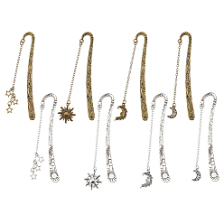 Mixed Shapes 8шт 8 стили тибетский стиль закладки, со сплавочной фурнитурой, луна и звезда и солнце, разноцветные, разнообразные, 219~233 мм, 1 шт / стиль