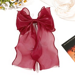 Темно-Красный Тканевые заколки для волос с длинным бантом, аксессуары для волос для женщин и девочек, темно-красный, 290x165 мм