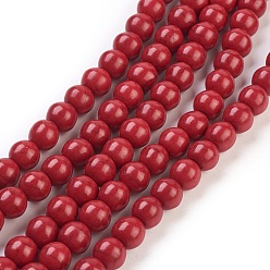 Crimson Synthetic Turquoise Beads Strands, Dyed, Round, Crimson, 8mm, Hole: 1mm, about 50pcs/strand, 15.35 inch