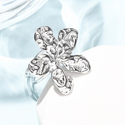 Нержавеющая Сталь Цвет 304 открытые кольца-манжеты из нержавеющей стали для женщин, цветок, цвет нержавеющей стали, размер США 6 1/4 (16.7 мм)